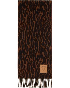 Ganni Compact Wool Scarf - Brown