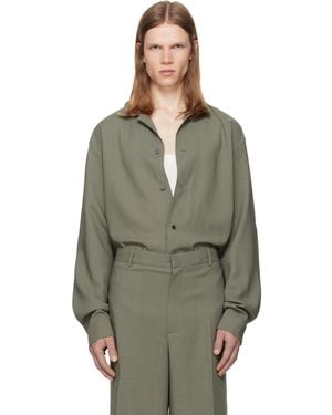 Calvin Klein Taupe Atlas Button-Down Shirt - Green