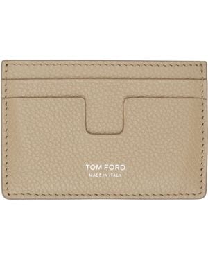 Tom Ford ベージュ Classic グレインレザー カードケース - ブラック