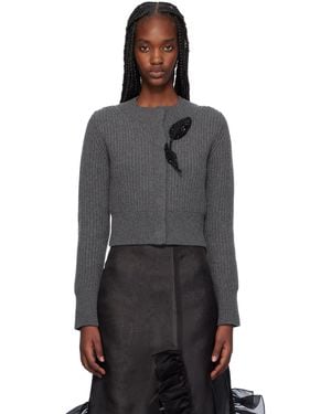 Erdem グレー クロップド カーディガン - ブラック