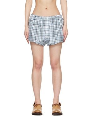 Acne Studios Gathered Check Shorts - Black
