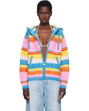 CASABLANCA Fluffy Stripe Oversized Hoodie - Orange