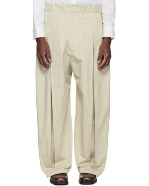 SAGE NATION Pantalon Blanc Cassé À Plis Ronds - Neutre