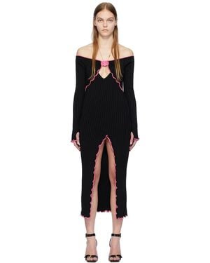 Versace Jeans Couture Black V-emblem Midi Dress