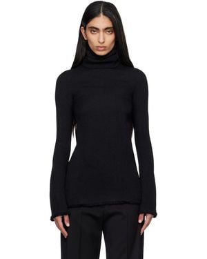 TOTEME Frayed-Edge Slim Top - Black