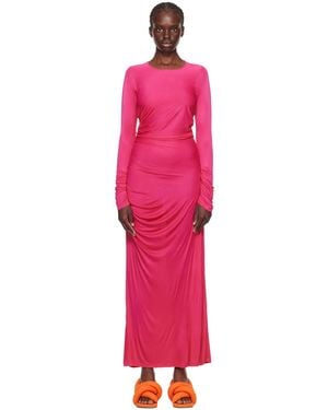MSGM Pink Gathererd Maxi Dress