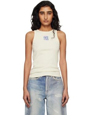 Marni Off- Ribbed Cotton Frame Logo Tank Top - Black