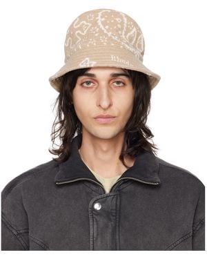 Rhude Beige Knit Bucket Hat - Multicolour