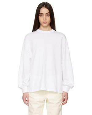 Moncler Genius T-Shirt À Manches Longues Blanc À Col Ras Du Cou