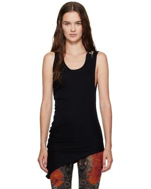 Jean Paul Gaultier Ribbed Twisted Double Layer Piercing Tank Top - Black