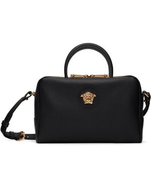 Versace 'la Medusa' Leather Boston Bag - Black