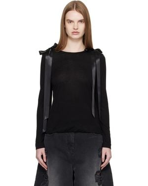 Simone Rocha Bow Ribbon Tail Long Sleeve T-Shirt - Black