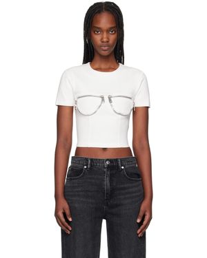 Area ホワイト ジッパー ビスチェ カップ Tシャツ - ブラック