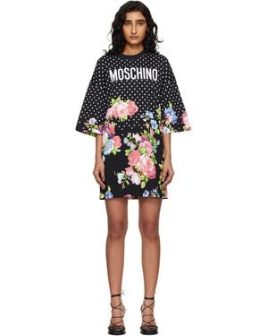 Moschino Printed Heavy Cotton Minidress - Black