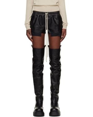 Rick Owens Temple Fog Leather Shorts - Black