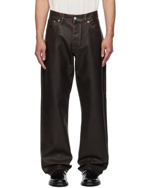 sunflower Loose Faux-Leather Trousers - Black