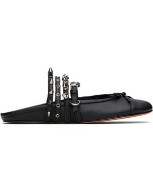Abra Spike Ballerina Mules - Black