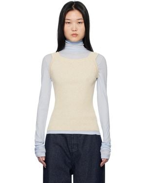 LE17SEPTEMBRE Ribbed Scoop Neck Tank Top - Blue