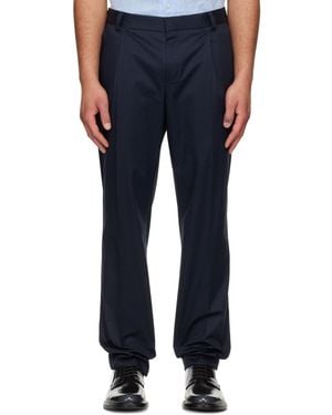 HUGO Slim-Fit Paper-Touch Stretch Cotton Trousers - Blue