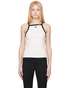 Courreges ホワイト& バックル キャミソール - ブラック