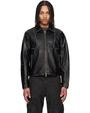 ANDERSSON BELL Blouson Dreszen Noir En Cuir À Glissière Exclusif À Ssense