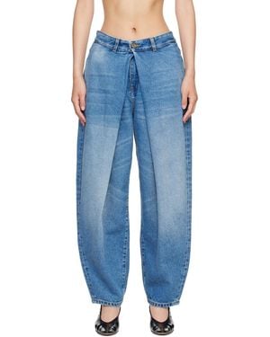 Balmain Barrel-Leg Denim Jeans - Blue