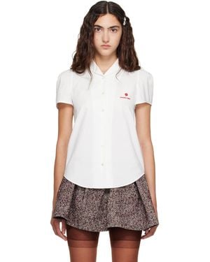 ShuShu/Tong Round Narrow Collar Short Sleeve Shirt - White