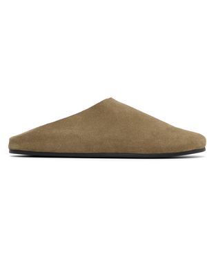 The Row Hudson Suede Slide Loafers - Black