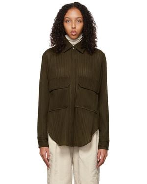 Deveaux New York Khaki Pleated Shirt - Brown