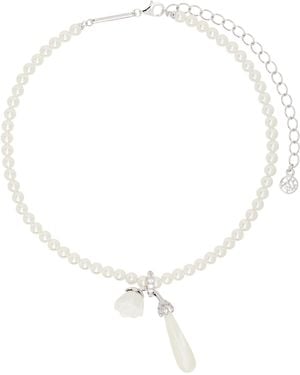 ShuShu/Tong Ssense Exclusive Bridal Capsule Yvmin Edition Ceramic Rose Faux-Pearl Necklace - White