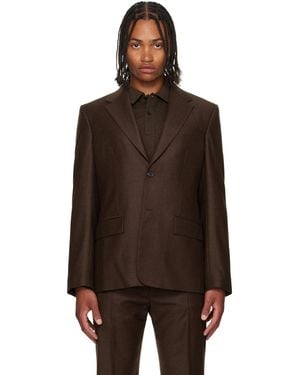Ferragamo Single Breasted Flannel Blazer - Black