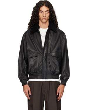 Arma Bari Leather Bomber Jacket - Black