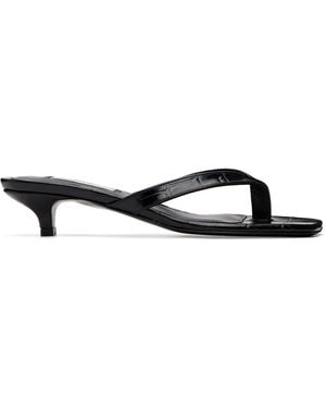 TOTEME Croco-Embossed Heeled Flip-Flops - Black