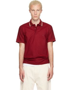 Burberry Check Trim Cotton Polo - Red