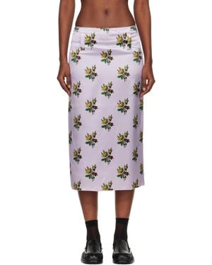 MERYLL ROGGE Floral Satin Slip Midi Skirt - Black