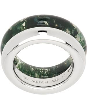 BY PARIAH Duo Pinky Stack Moss Agate Ring Set - Black
