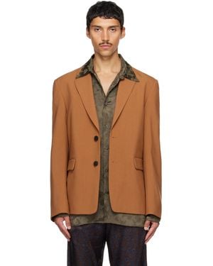 Dries Van Noten Tan Wool Blazer - Brown