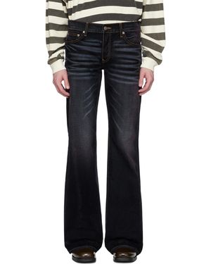Cout de la Liberte ネイビー Jimmy Stretch Suede フレアジーンズ - ブラック