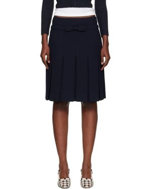 ShuShu/Tong Bow Waist Pleated Midi Skirt - Black