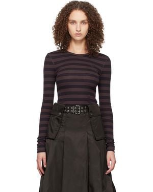 Ganni Stripe Rib Longsleeve T-Shirt - Black