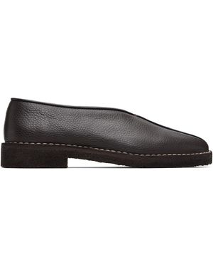 Lemaire Piped Crepe Slipper Loafers - Black