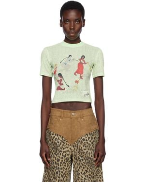 ANDERSSON BELL グリーン Hair Braid Circle リンガーTシャツ - ブラック
