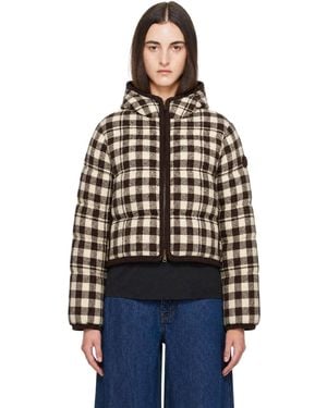 Moncler Blouson Abstraction Et Brun Rembourré En Duvet À Carreaux - Noir