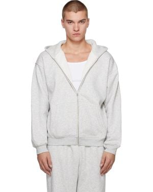 Skims Fleece Lounge Relaxed Zip-Up Hoodie - Grey