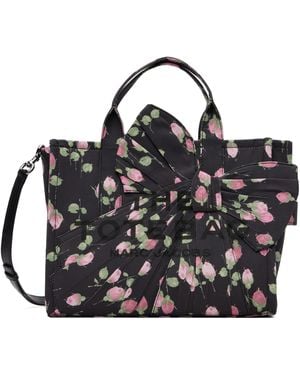 Marc Jacobs Vintage Floral Canvas Oversized Bow Medium Tote - Black
