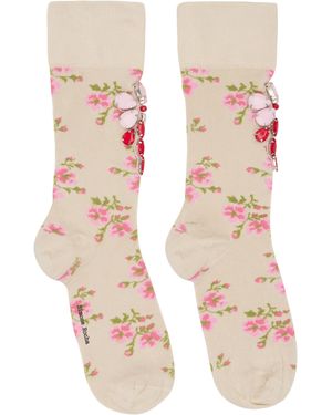 Simone Rocha Tiny Flower Jacquard Embellished Ankle Socks - Pink