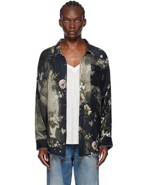R13 Shded Seam Drop Neck シャツ - ブラック