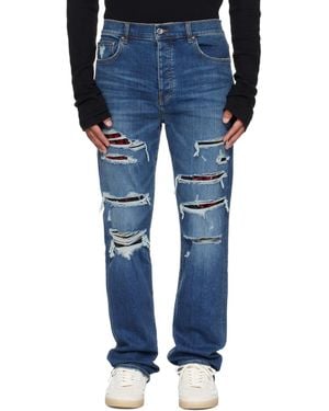 Amiri Floral Velvet Slim Thrasher Jeans - Blue