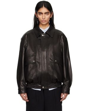 DUNST Oversized Leather Jacket - Black
