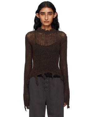 OPEN YY Distressed Crop Knit Jumper - Black